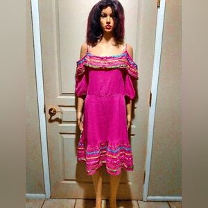 Vintage Y2K Fredrick's of Hollywood Pink Embroidered Dress.